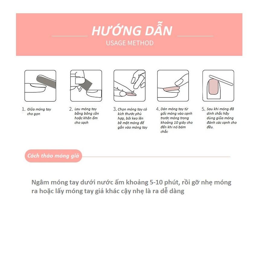 Móng tay giả dài sẵn keo chống nước sử dụng được nhiều lần hộp 24 móng