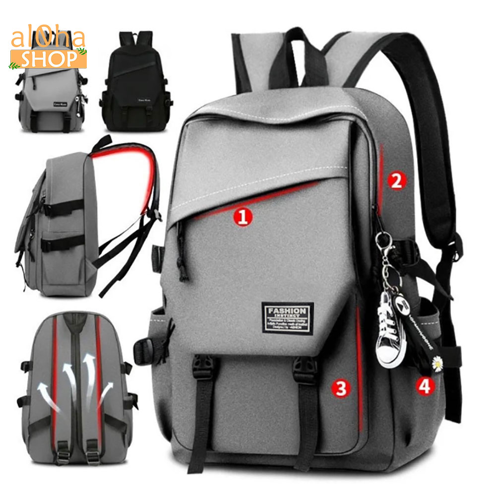 Balo Basic B0173 vải Polyester chống thấm nước đi học, đi làm, du lịch, đựng được laptop 15.6 inch Unisex nam nữ - al0ha Shop