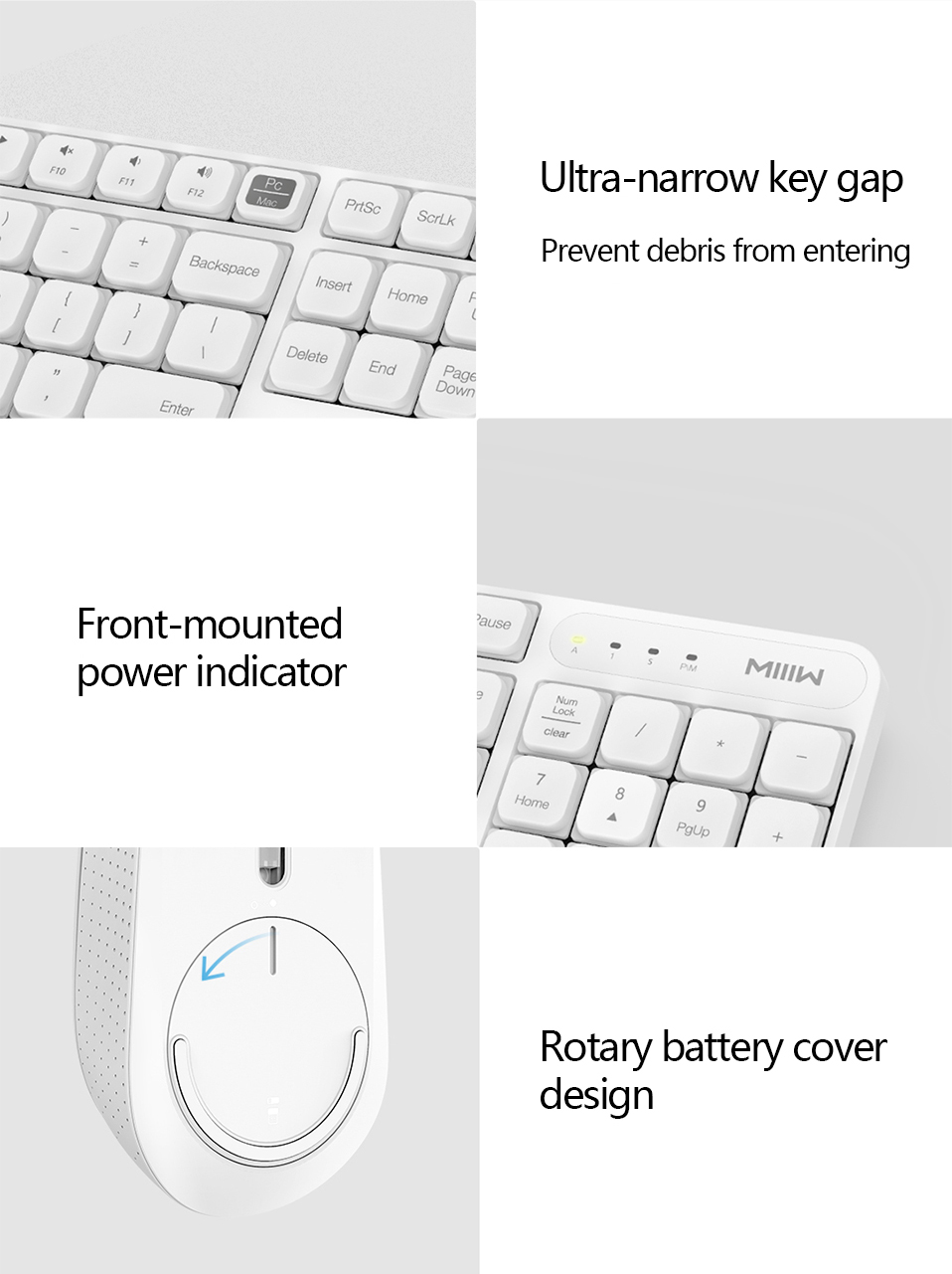 Bộ bàn phím & chuột không dây Xiaomi Ecological Chain MIIIW 104 Phím 2.4GHz Bàn phím USB Chuột thiết kế chống trượt cho văn phòng