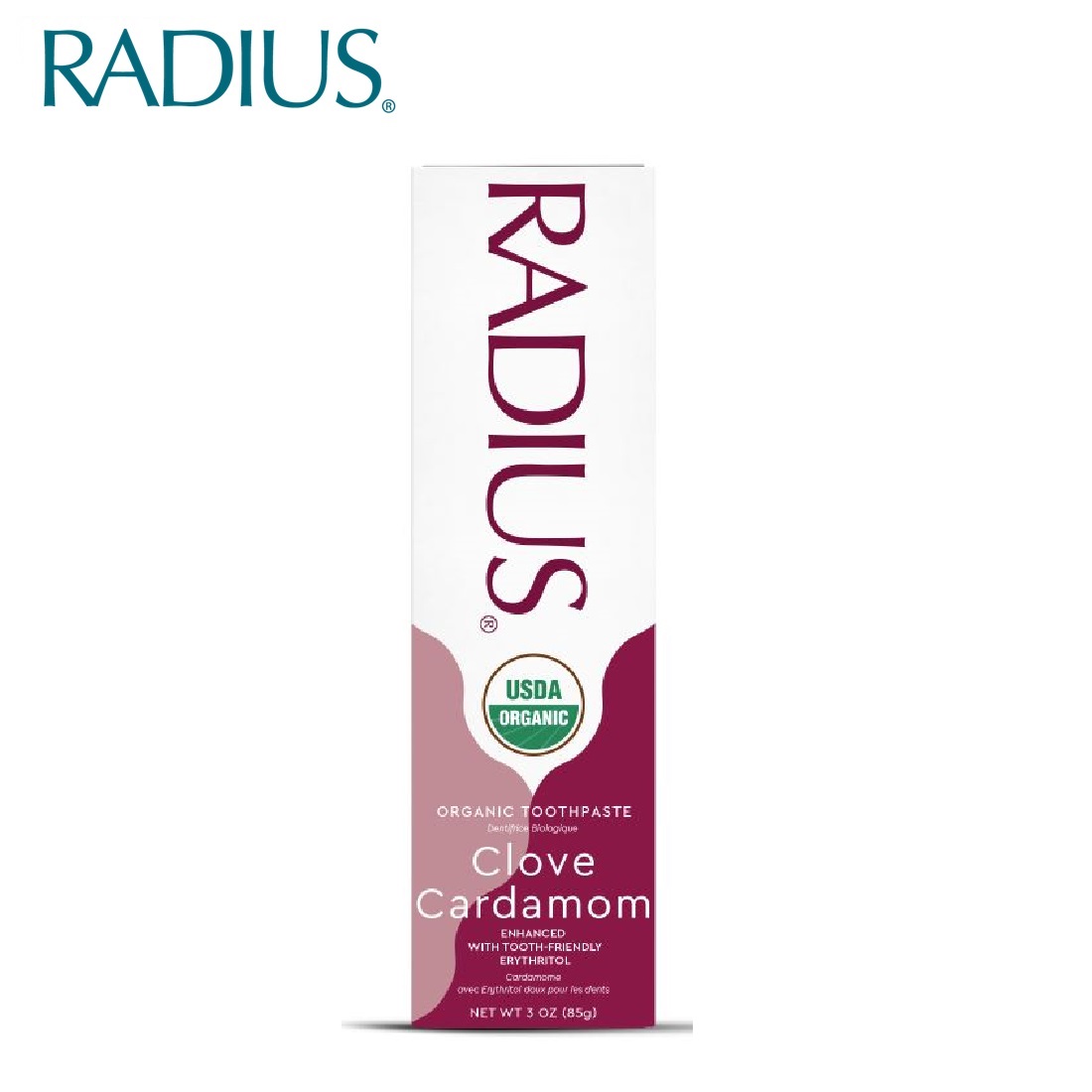 Kem Đánh Răng Hữu Cơ RADIUS Vị Bạch Đậu Khấu &amp; Đinh Hương 85g USDA Organic Clove Cardamom Toothpaste