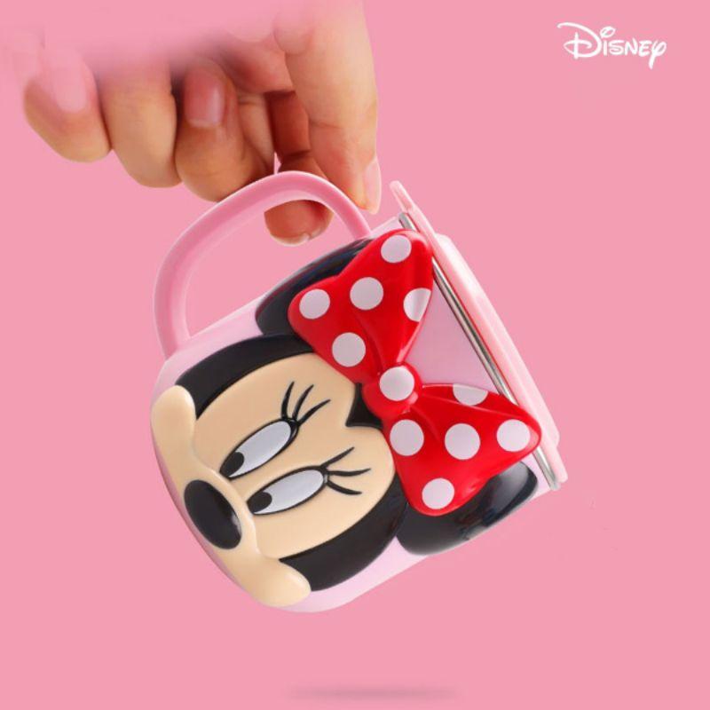 Ly cốc Inox giữ nhiệt Hàng DlSNEY . có nắp đậy . hình hoạt hình 3D nổi siêu yêu cho bé