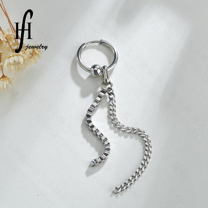 Khuyên tai Unisex đeo 1 bên dây xích dài