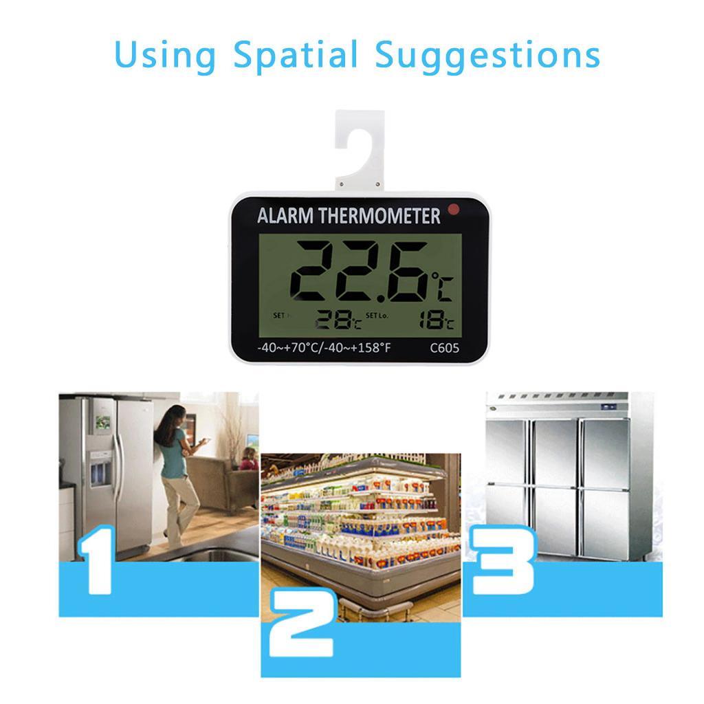 Wall Mounted Digital LCD Display Thermometer Fridge Temperature Alarm Meter