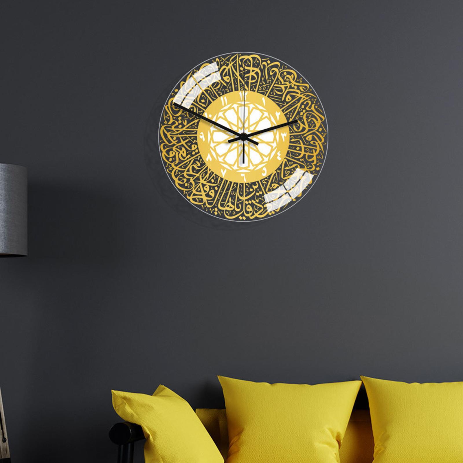 Acrylic Islamic Wall Clock Quartz Silent Muslim Clock for Living Room Home