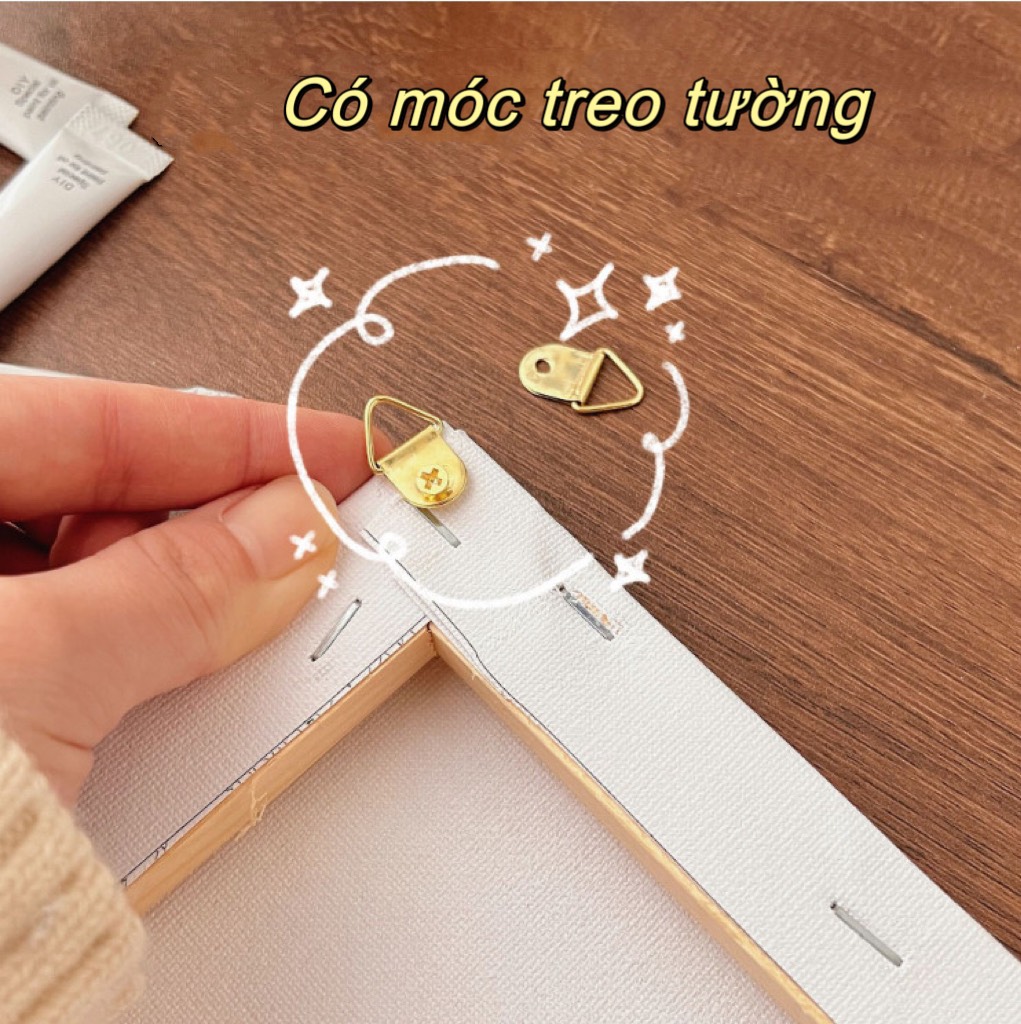 Tranh tô màu số hóa hình con vật hoa lá cute đẹp trang trí bàn phòng xinh có khung treo 20 x 20 cm làm quà tặng giá rẻ