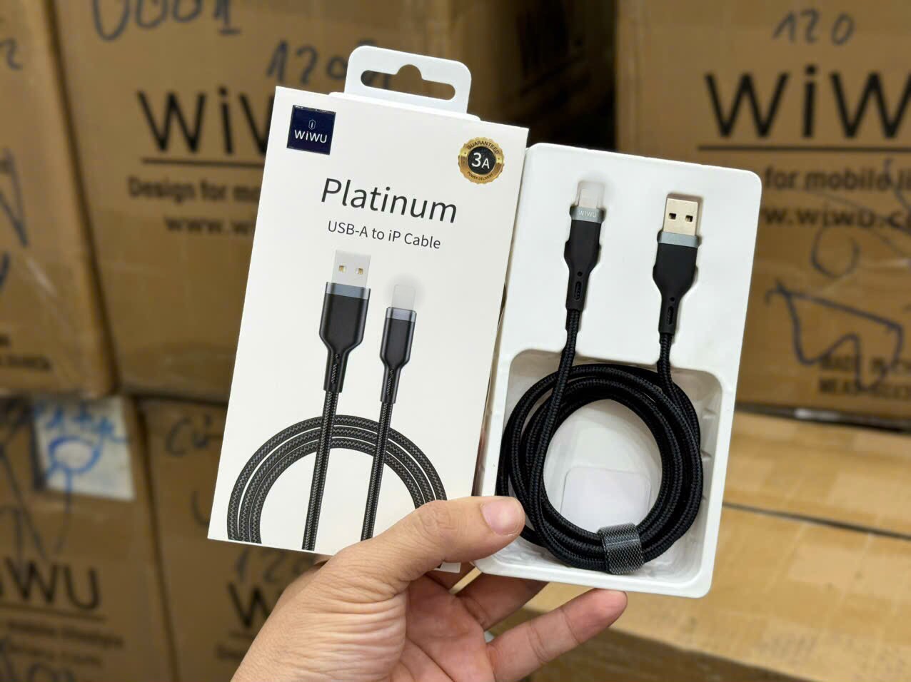 Cáp Dữ Liệu WiWu Platinum Cable Wi-C019 USB-C to Iphone thân bện nylon , chống cong, chống vướng víu - Hàng Chính Hãng