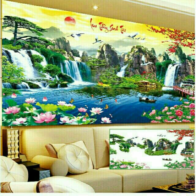 Tranh đính đá LƯU THỦY SINH TÀI LV029 tranh chưa đính