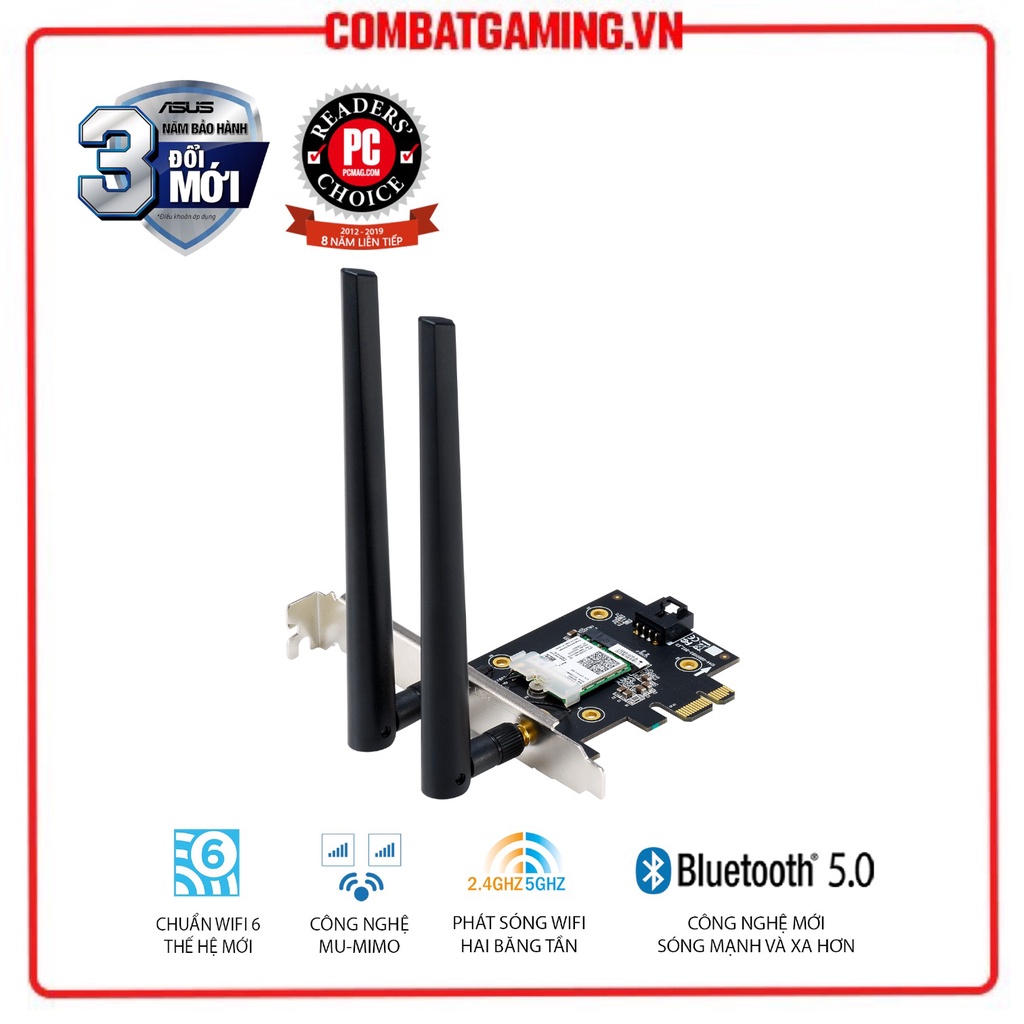 Card Mạng Không Dây Asus PCE AX3000 Wifi Bluetooth (No Box) - Hàng Chính Hãng