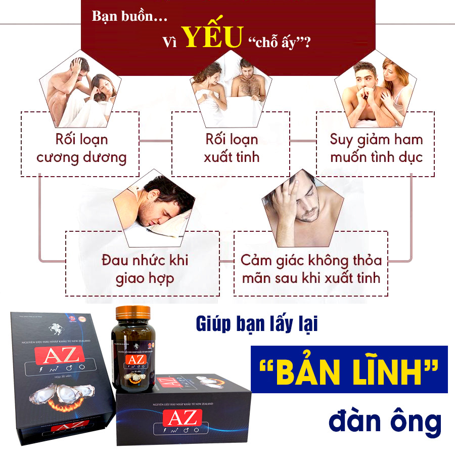 Hộp Tăng Cường Sinh Lý AZ Bổ Thận Tráng Dương, Tăng Cường Sinh Lực Nam Giới Hỗ Trợ Tình Trạng Xuất Tinh Sớm, Giảm Đau Lưng Mỏi Gối Chậm Mãn Dục(30 viên)