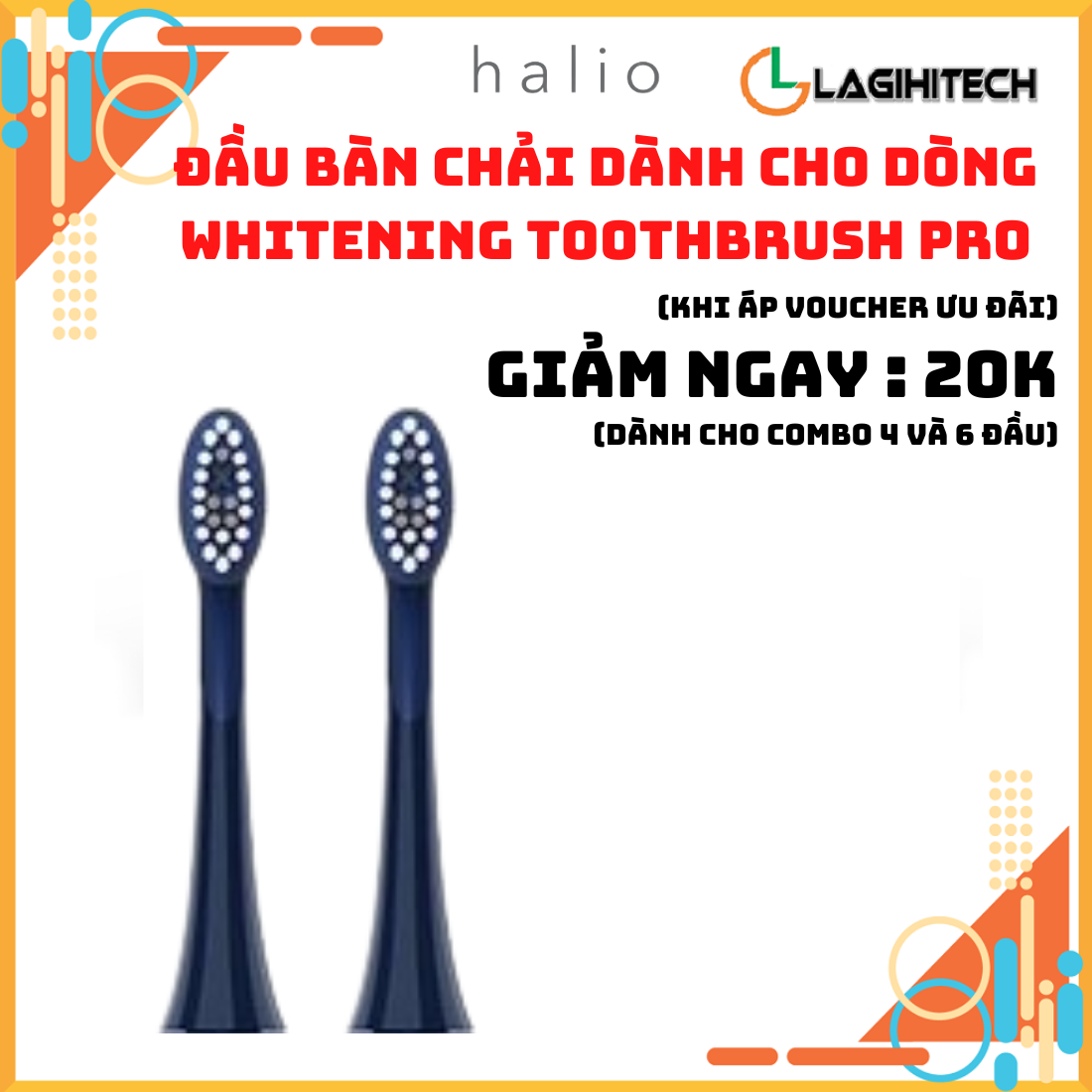 Bộ Đầu Bàn Chải Điện Halio Sonic Whitening Electric Toothbrush