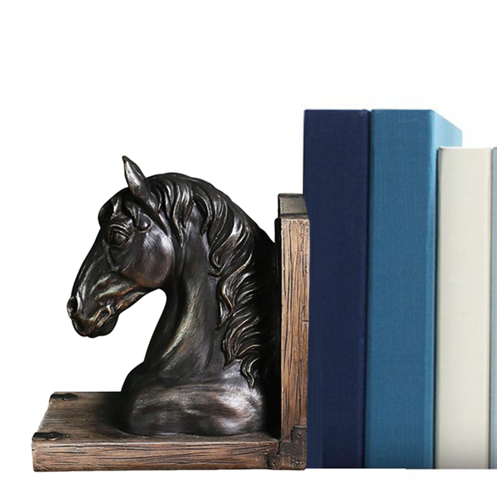Horse Head Statue Resin Figurine Decorative Bookend Sculpture for Ornament