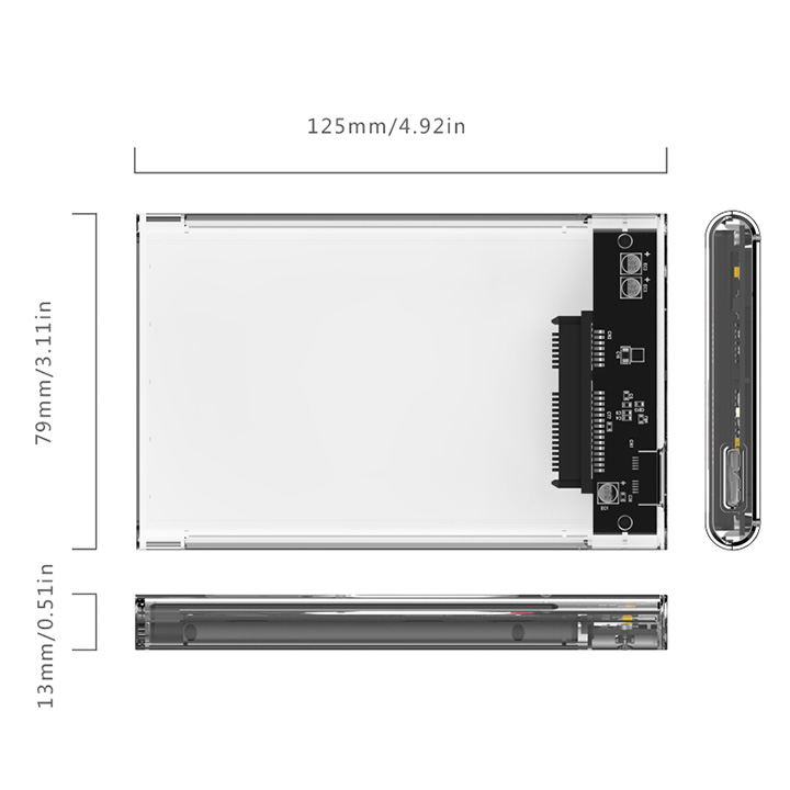 Box ổ cứng trong suốt 2.5 inch chuẩn SATA USB3.0 2139U3