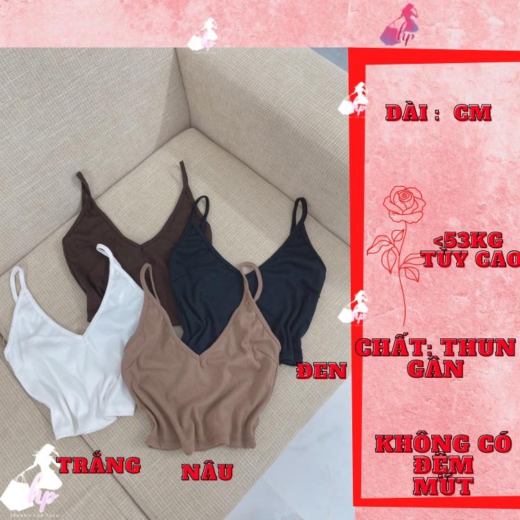 Áo 2 dây nữ đẹp cổ V thun gân, áo croptop ôm body dễ thương kiểu hàn quốc A186