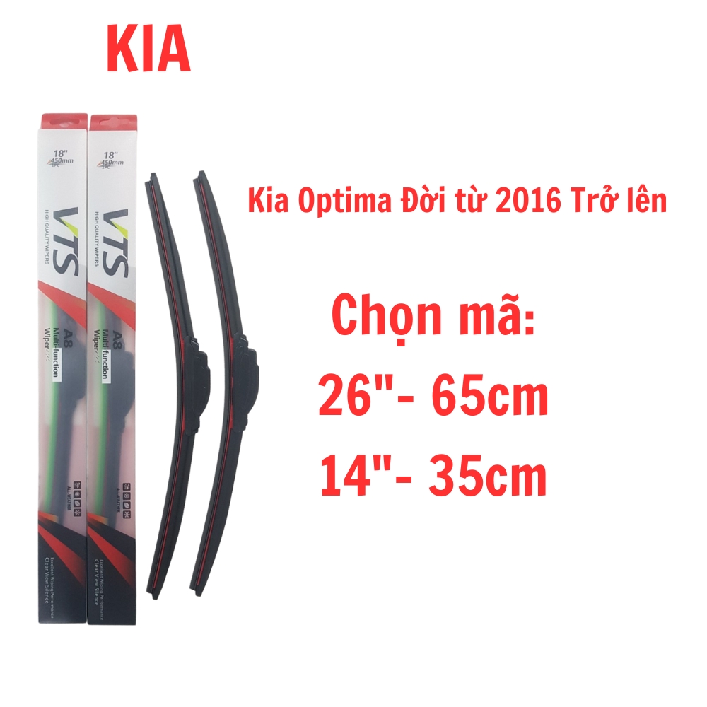 Cần gạt mưa VTS A8 lưỡi Silicone loại thanh mềm dành cho xe Kia-Morning-K3-Cerato-Forte-Carens-Rio-Sorento-Sedona-Soul-Sportage