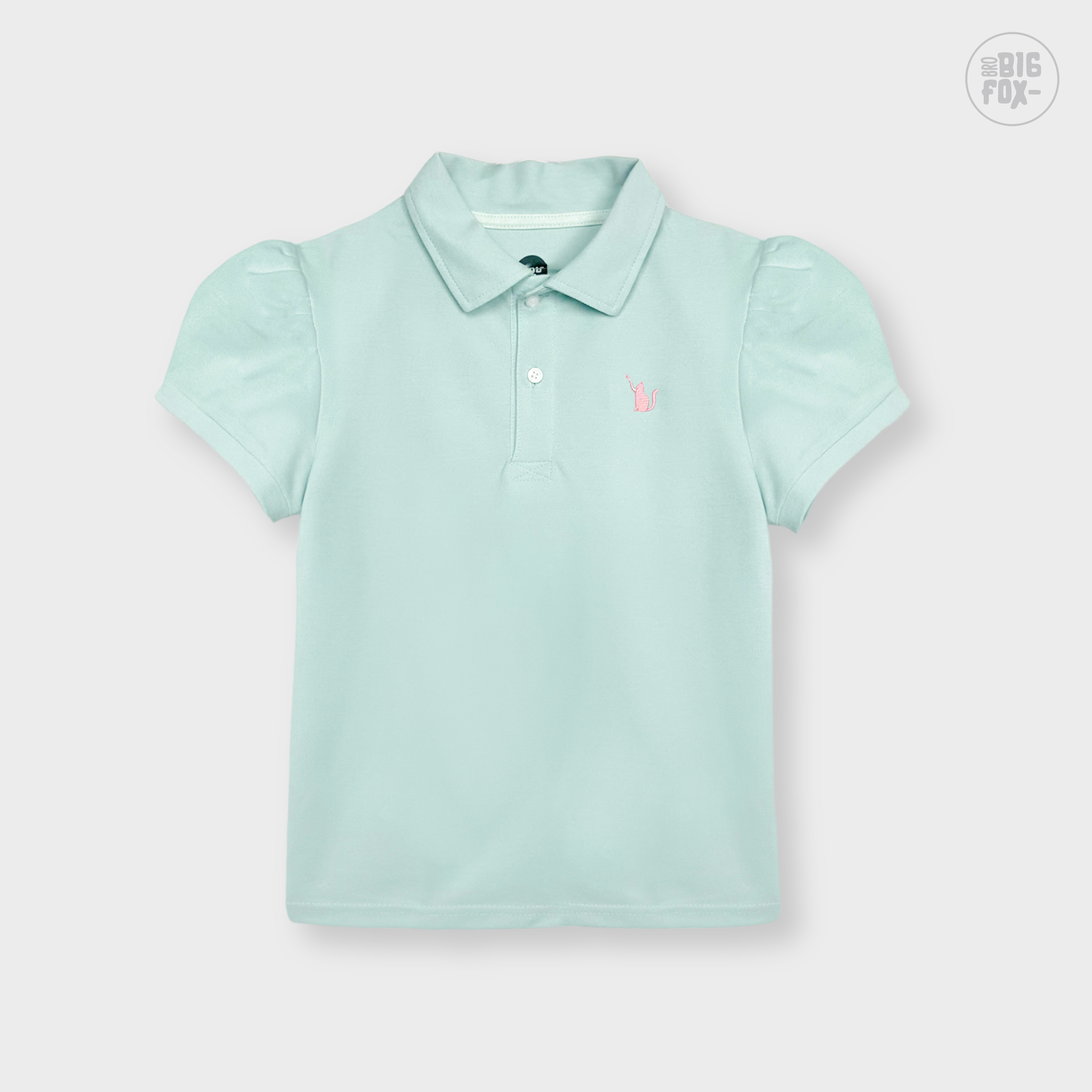 Áo polo bé gái Bigfox Miss Meow mùa hè, áo cộc tay đồng phục đi học có cổ 6,9,11 tuổi 30kg 40kg