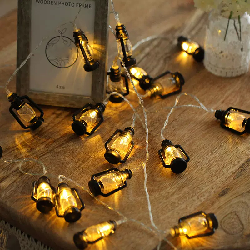 Đèn Trang Trí Năng Lượng Mặt Trời Hình Đèn Dầu, 20 Bóng LED, Nhiều Chế Độ, Chiều Dài 5m - DA3066