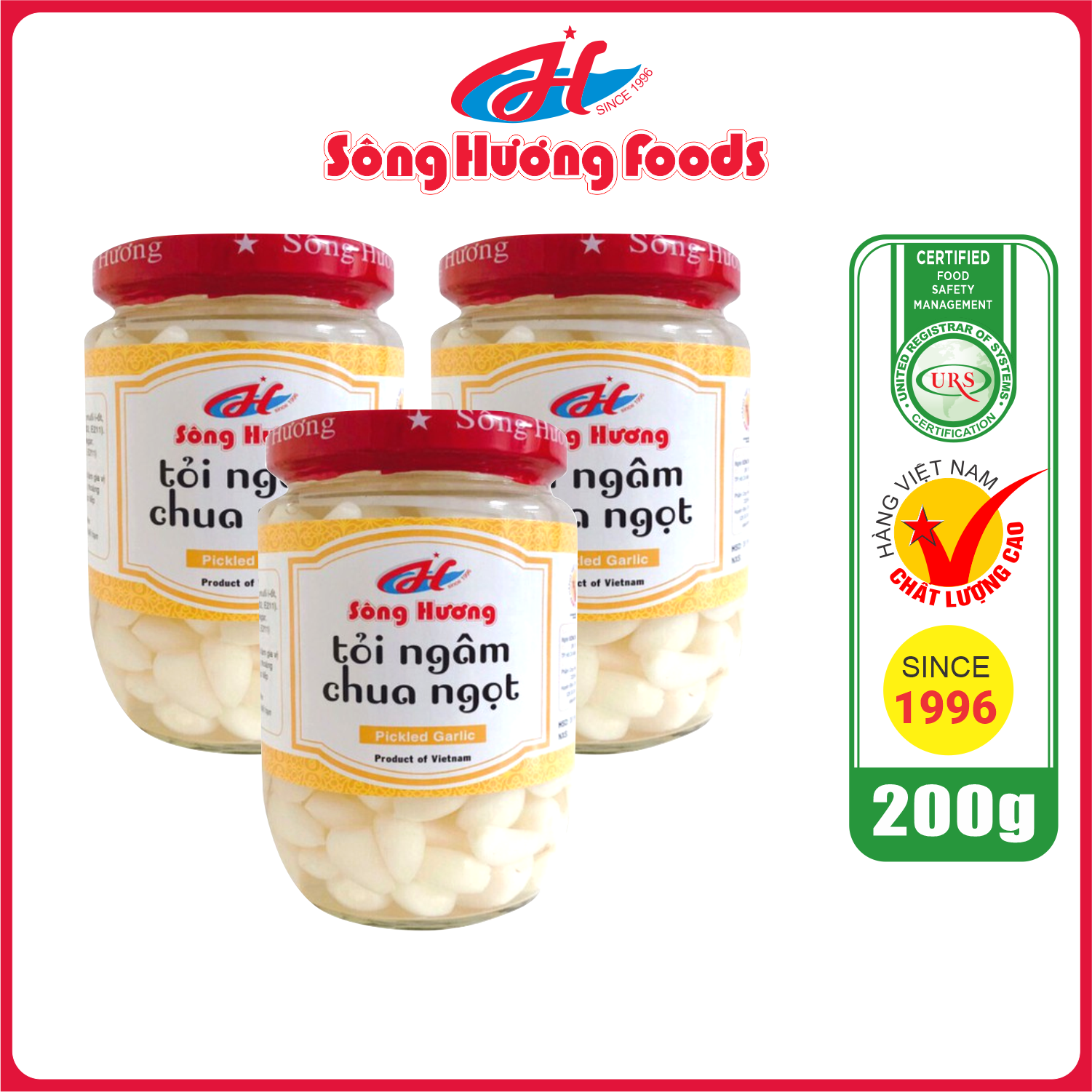 3 Hũ Tỏi Ngâm Chua Ngọt Sông Hương Foods Hũ 200g