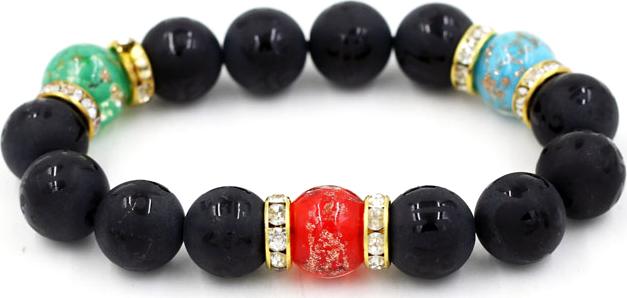 Vòng tay chuỗi hạt thạch anh đen khắc Phật chú 14 ly MSA132