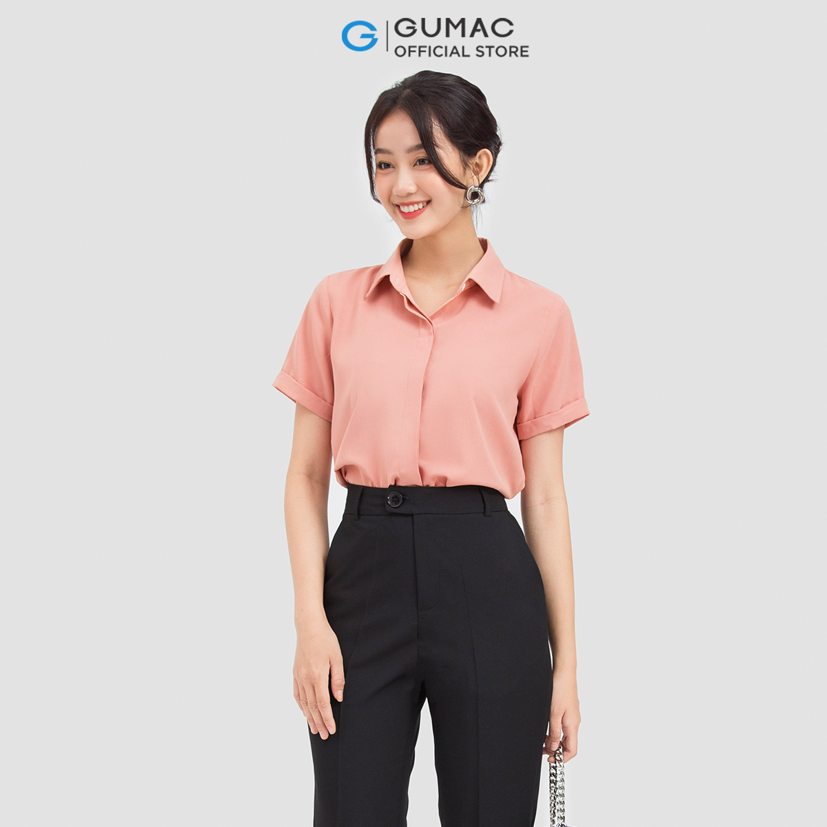 Áo sơ mi nữ GUMAC AC06039 tay ngắn tay lật