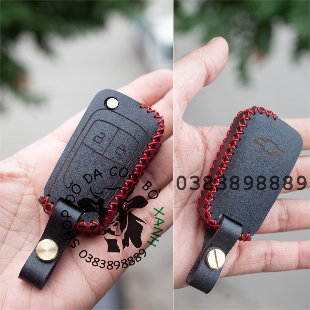 Bao da chìa khóa dành cho Chevrolet Cruze, Aveo, Trailblazer, Colorado, Spark, Orlando handmade da thật  001