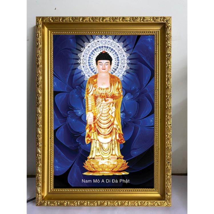 Tranh phật giáo đén led 3D hiện đai, tranh trang trí phòng thờ cao cấp
