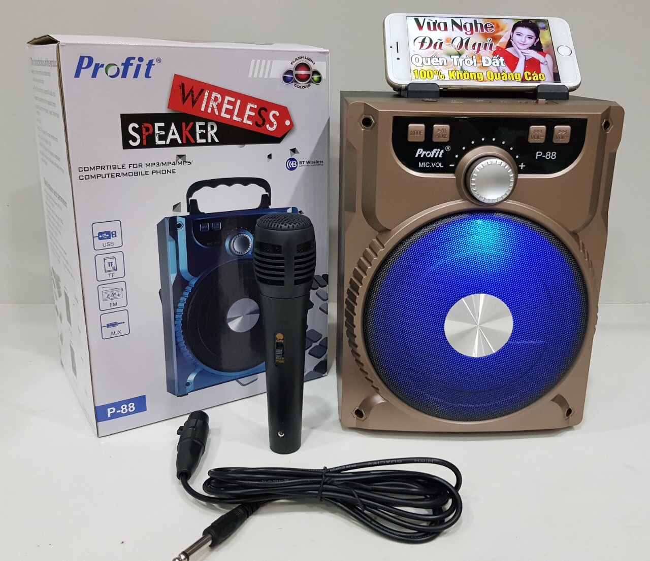 Loa kẹo kéo bluetooth karaoke p088 kèm 1 micro dây