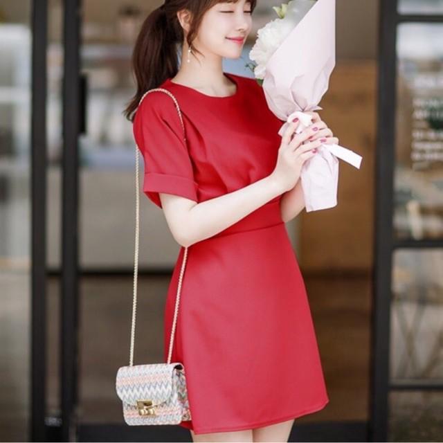 Đầm Ngắn Đỏ Thun Eo