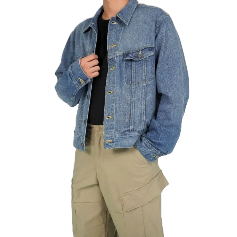 Áo JACKET Dáng Ngắn JK2 màu xanh nhạt, áo khoác bò nam siêu đẹp, chất vải Jean cotton cao cấp thương hiệu Samma Jeans