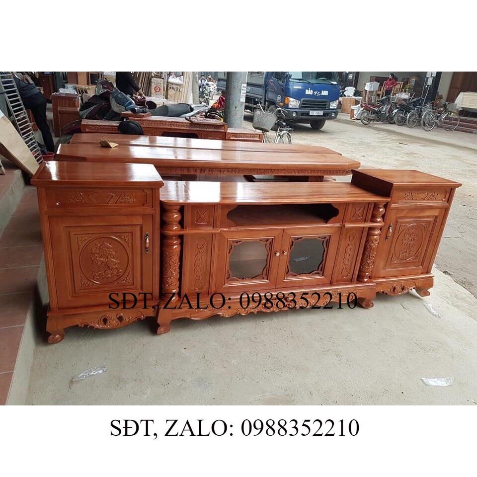 Kệ tivi cột nho gỗ xoan Đào