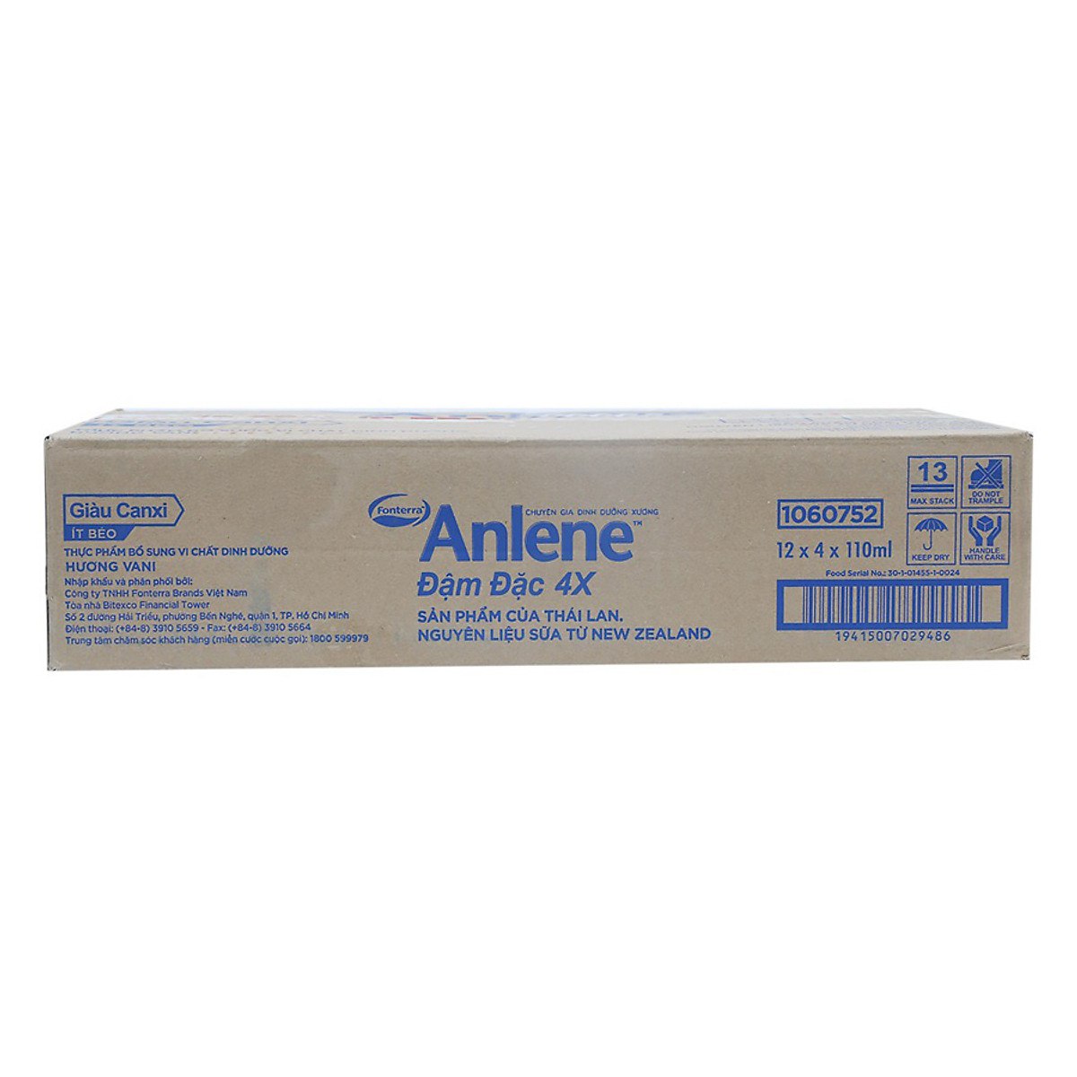 Thùng 48 Hộp Sữa Anlene Đậm Đặc 4X Ít Béo Hương Vani