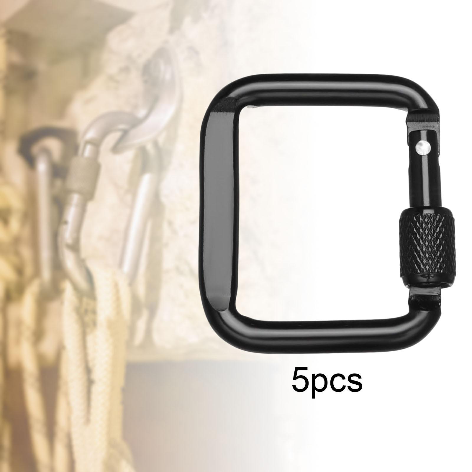 5Pcs Carabiner Clip Backpack Hanger Heavy Duty for Hiking Camping Mountain Black