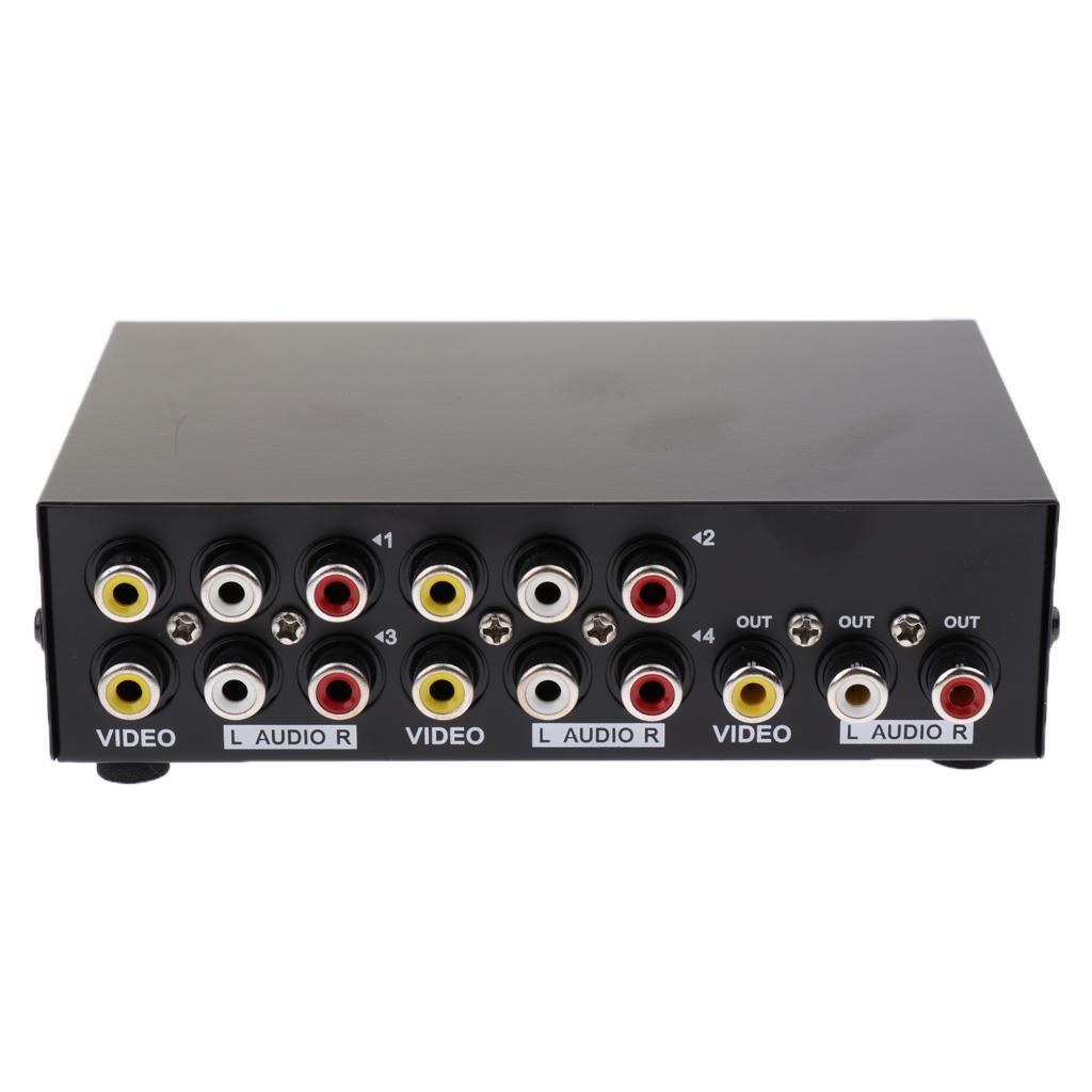 AV Switch RCA Switcher 4 In 1Out Composite Video L/ Selector Box