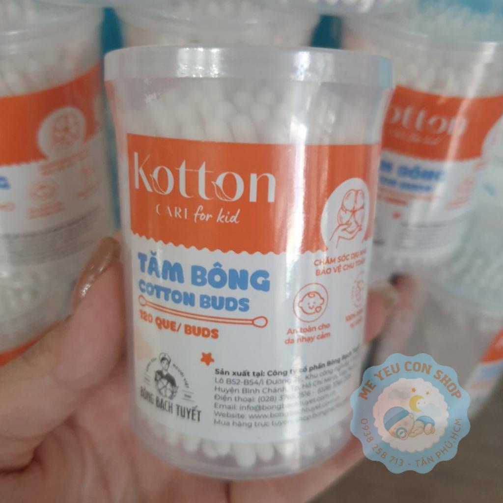 Tăm bông trẻ em ĐẦU NHỎ  Kotton Care For Kid đầu tròn hộp 120 que - ĐẦU NHỎ 120 QUE