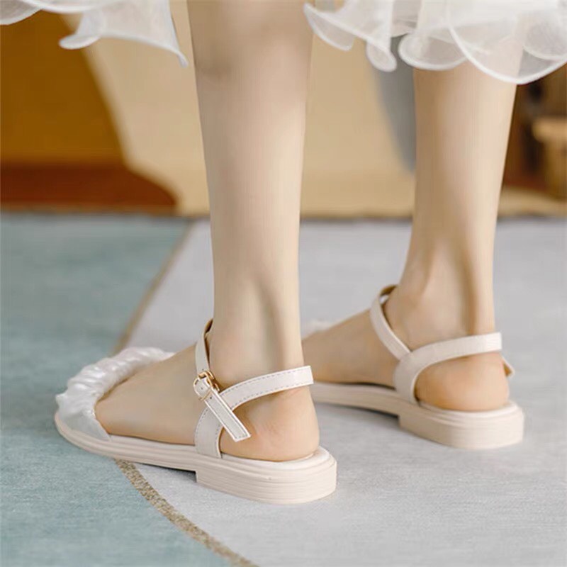 Giày Nữ Sandal Mã THS63 Cao 2P Phối Nhún Xinh Xắn