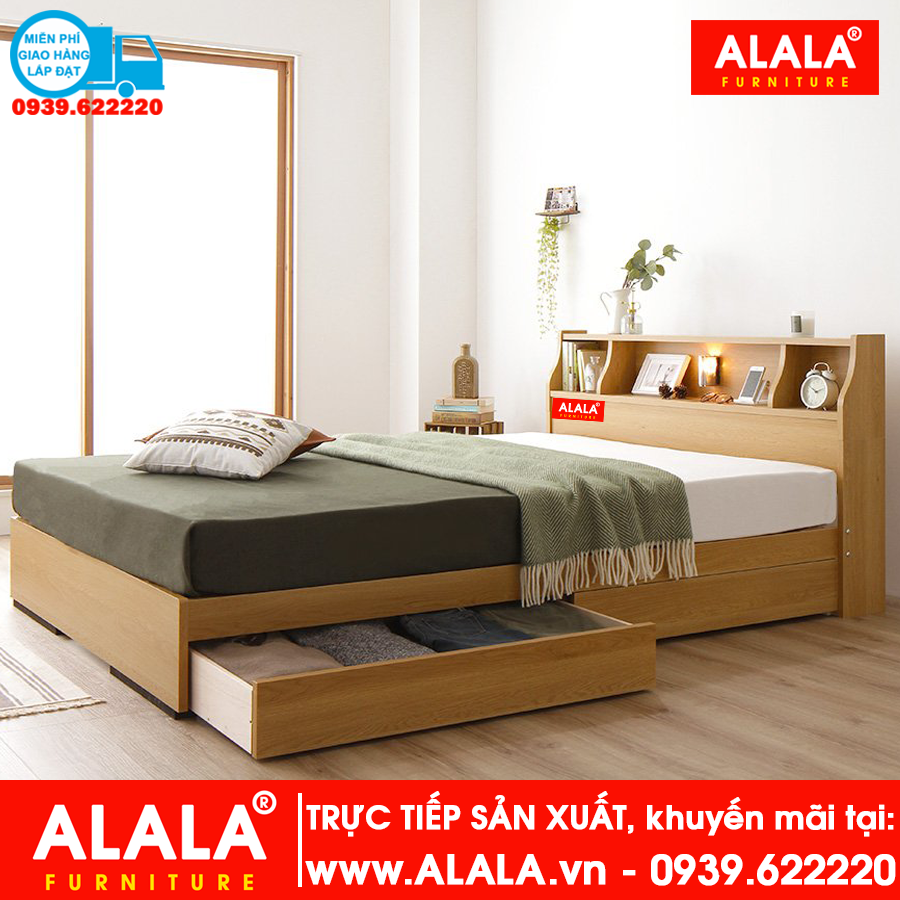 Giường ngủ ALALA06 gỗ HMR chống nước - www.ALALA.VN - 0939.622220