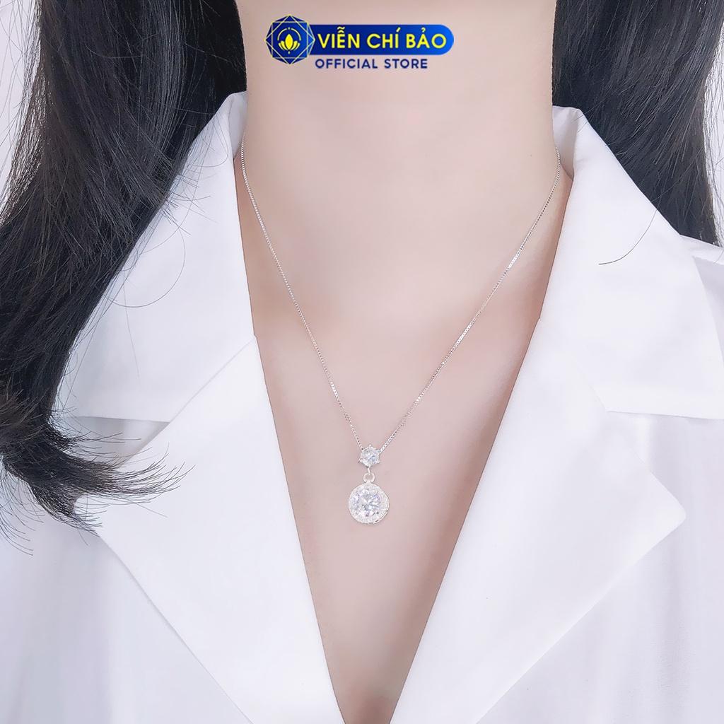 Dây chuyền bạc nữ mặt đá tròn chất liệu bạc Ý thời trang phụ kiện trang sức nữ Viễn Chí Bảo D400144 M400249