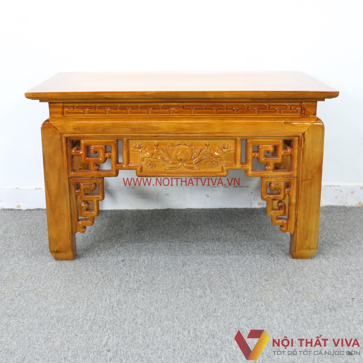 Án Gian Thờ Mẹ Bồng Con Gỗ Tràm Bông Vàng Chạm Sen Đẹp Giá Rẻ