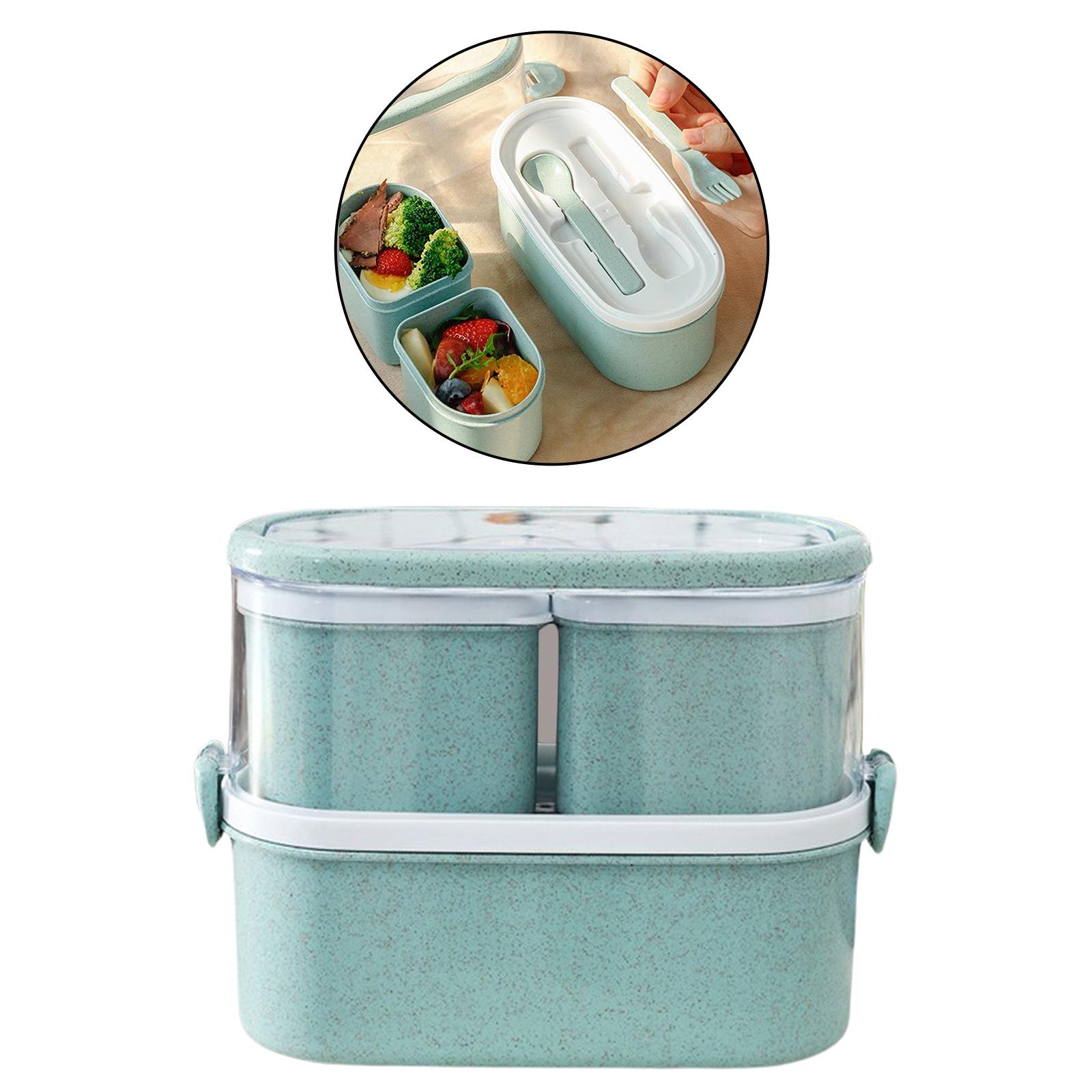 Reusable Lunch Box Sandwich Salad Fruit Food Box Storage Container with Spoon Fork