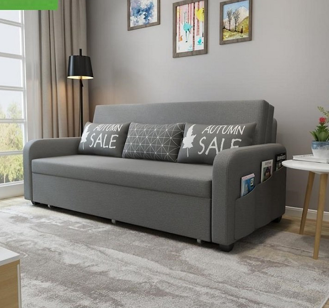 GIƯỜNG SOFA THÔNG MINH GẤP GỌN KHUNG THÉP CHỊU LỰC. KT 1m6 x 1m9 TẶNG KÈM 3 GỐI CÙNG TONE Nội Thất Juno Sofa