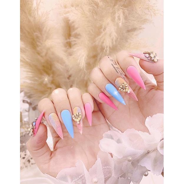 NAIL Box - phom nhọn mix màu kèm đá khối siêu hot