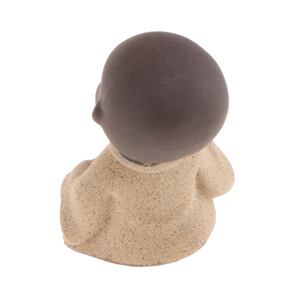 Ceramic Small Buddha Statue Small Monk Figurine Tea Pet Decorative Ornaments