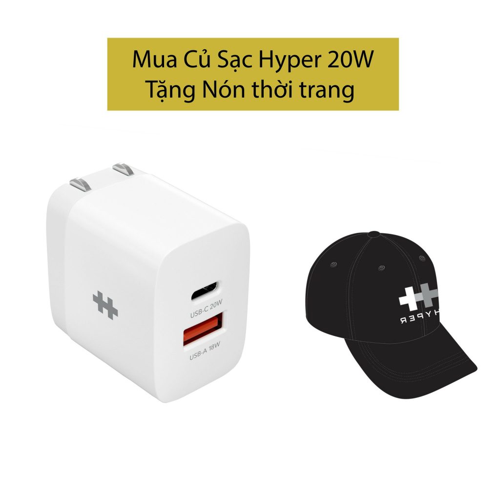 SẠC 2 CỔNG HYPERJUICE 20W CHARGER SMALL SIZE -  HÀNG CHÍNH HÃNG