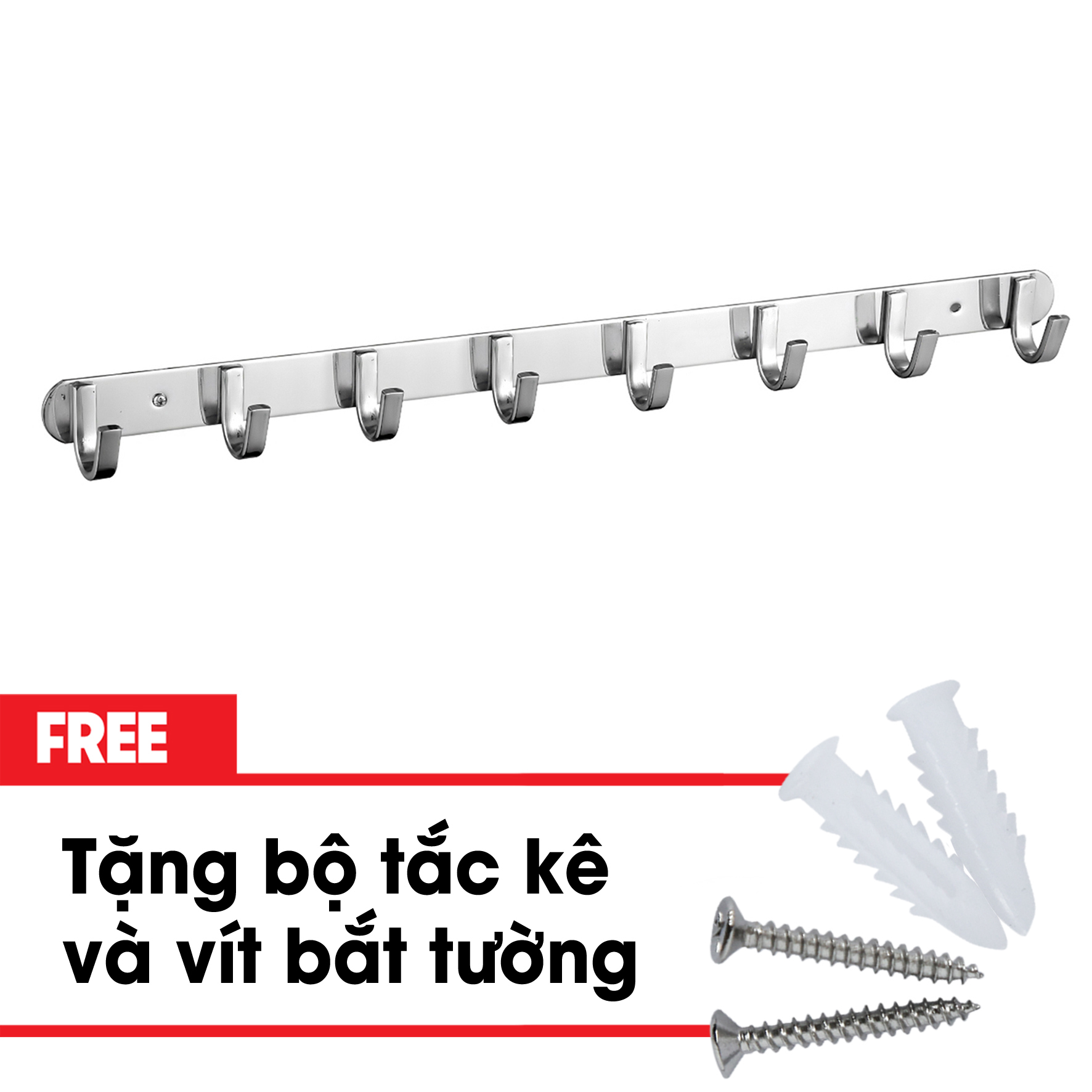 Móc treo quần áo Inox dẹp dày 8 móc Yamato MA01-8