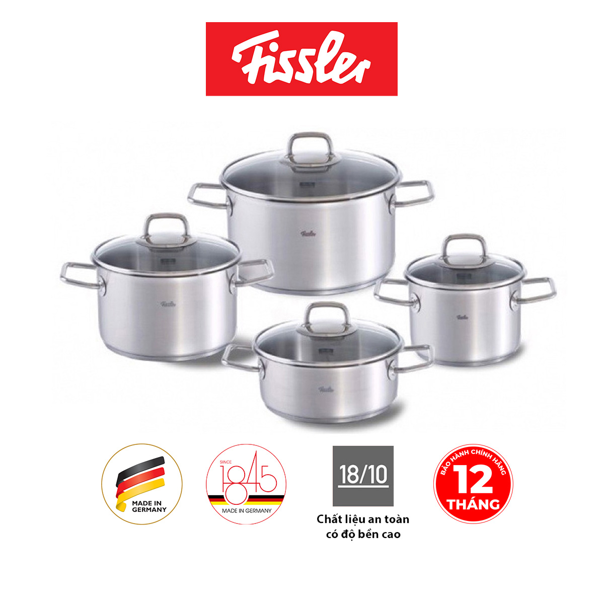 Bộ Nồi Inox Cao Cấp Fissler Viseo 4 Món - Phân Phối Chính Hãng