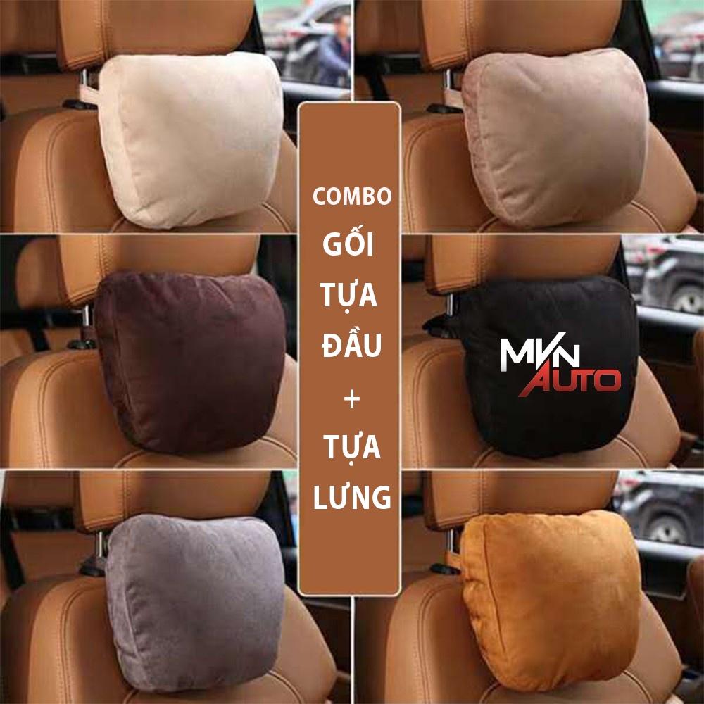 COMBO Gối Tựa Đầu Ô Tô - Tựa Lưng Ô Tô Xe Hơi Da Lộn Maybach Cao Cấp –Mvn Auto–
