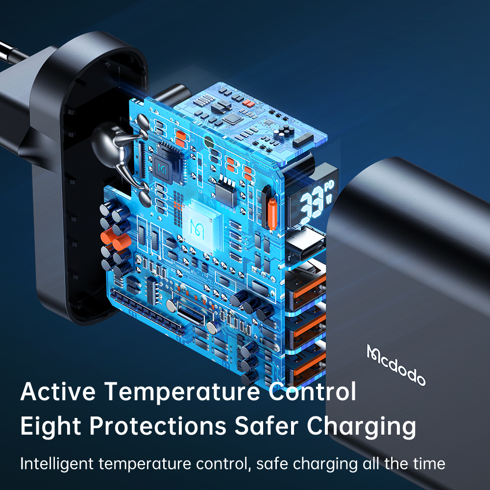 Cốc Sạc Nhanh Mcdodo 33W 4-Port Output Digital Display Fast Charger (Type-C + 3 USB) (Hàng chính hãng)