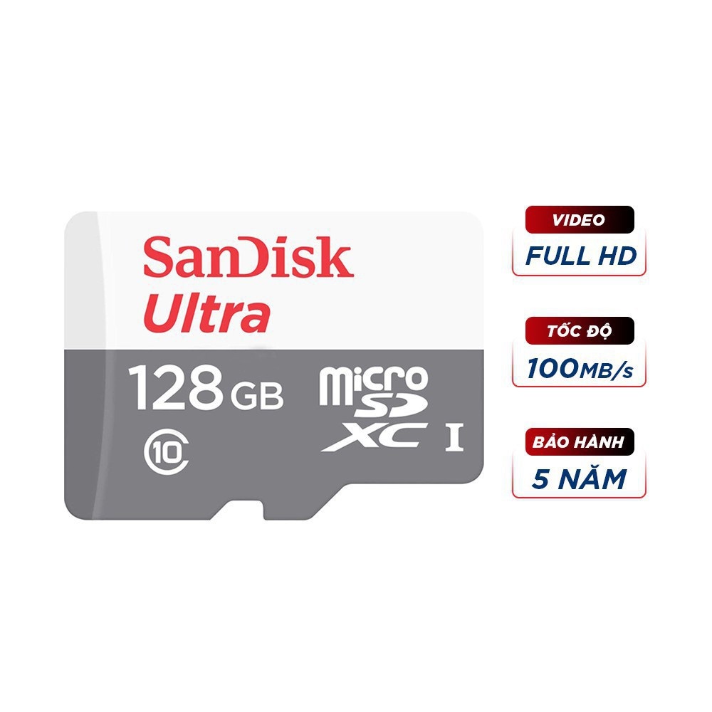 Thẻ Nhớ microSD SanDisk Ultra 128/64/32GB UHS-I - 100MB/s New  - Hàng chính hãng