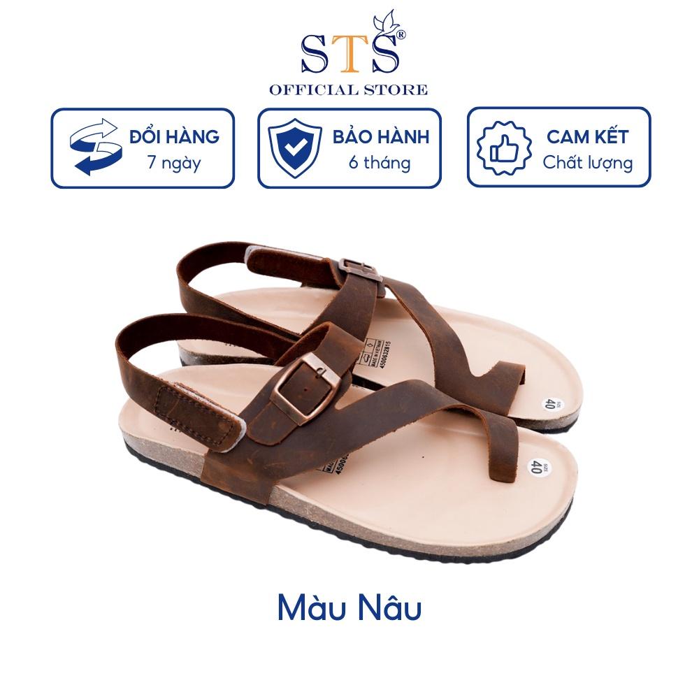 Sandal Đế Trấu DA BÒ THẬT NGUYÊN TẤM Quai chéo Tách Ngón,Mặt lót Da PU kem cao cấp chống nước đi chơi đi học đi làm K20