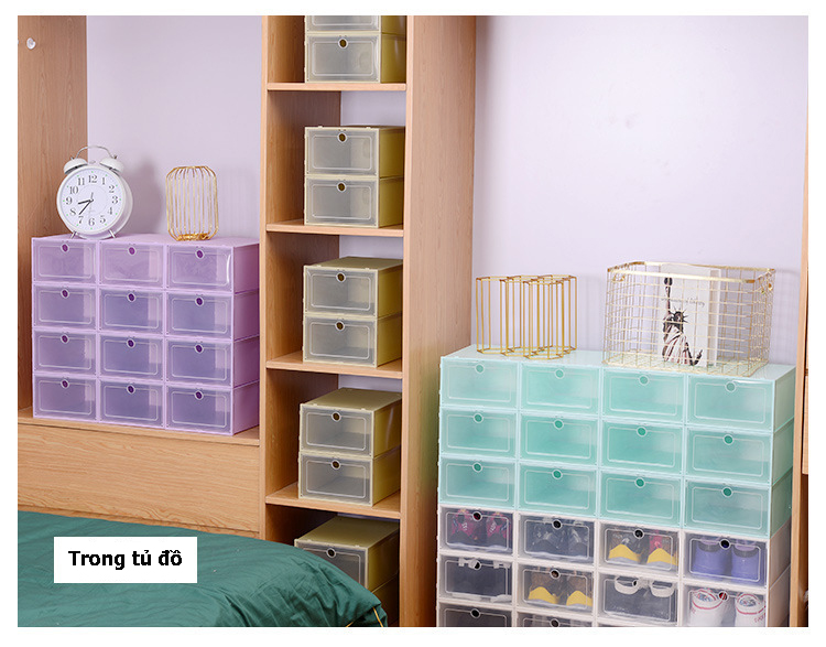 Hộp Đựng Giày Dép Loại Mới - Kích Thước Lớn 33*23*14cm - Nhựa Cứng - Trong Suốt - Có Lỗ Thoáng Khí - Phù Hợp Đựng Giày Cao Gót, Giày Sneaker Size Lớn