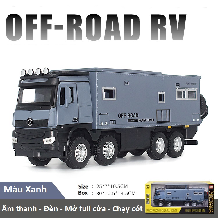 Xe ô tô tải bọc thép OFF-ROAD RV đồ chơi trẻ em mô hình xe bằng hợp kim tỉ lệ 1:32 có âm thanh động cơ và đèn